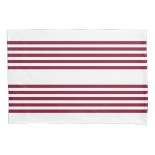 Housse D'oreillers Motif à cinq bandes rouge et blanc bordeaux
