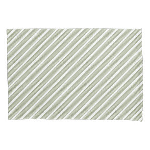 Housse D'oreillers Motif à cinq bandes vert et blanc olive