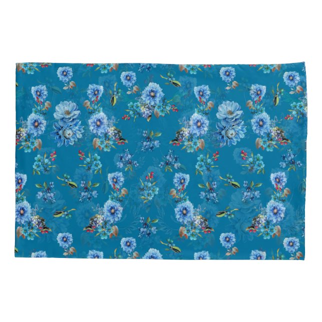 Housse D'oreillers Motif à coulisse bleu aquarelle de maïs (Dos)