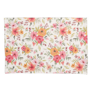 Housse D'oreillers Motif à fleurs Orange Doodle Garden