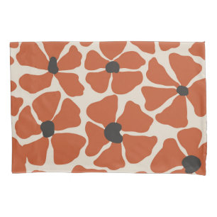 Housse D'oreillers Motif à main de fleurs orange