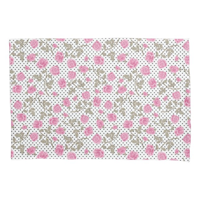 Housse D'oreillers Motif à point rose floral (devant)