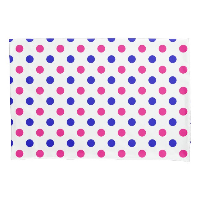 Housse D'oreillers Motif à pois blanc rose bleu (devant)