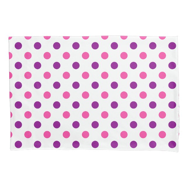 Housse D'oreillers Motif à pois blanc violet rose  (devant)