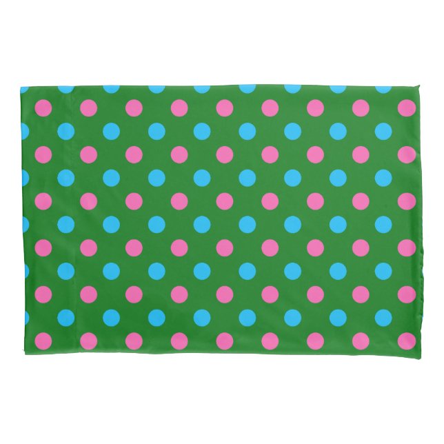 Housse D'oreillers Motif à pois bleu vert rose (devant)