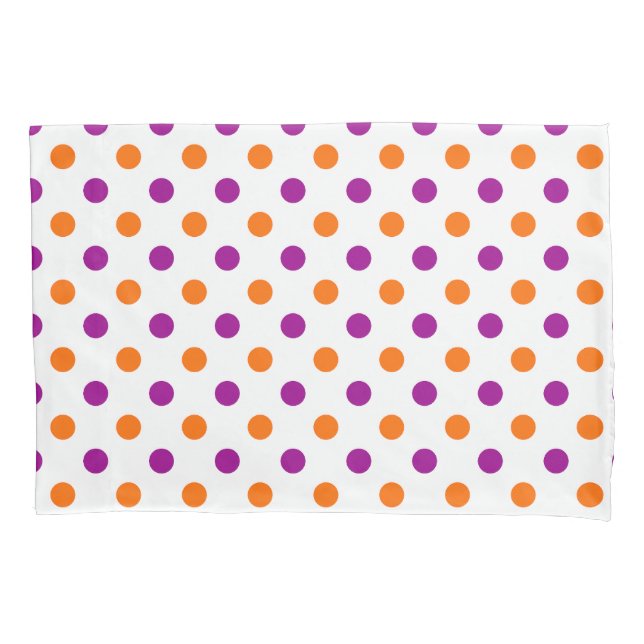 Housse D'oreillers Motif à pois orange violet blanc (devant)