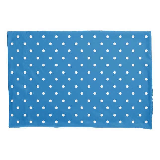 Housse D'oreillers Motif à pois sur fond bleu uni  (devant-gauche)