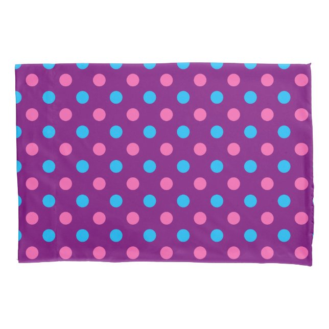 Housse D'oreillers Motif à pois violet rose bleu (devant)