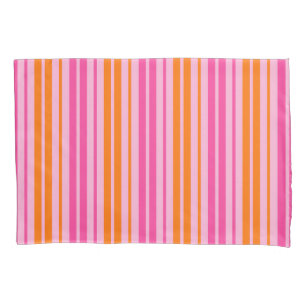 Housse D'oreillers Motif à rayures verticales rose et orange
