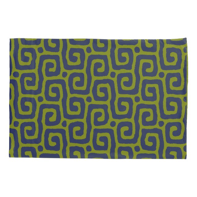 Housse D'oreillers motif abstrait moderne vert et bleu (Dos)