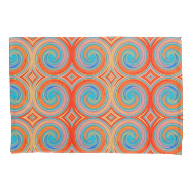 Housse D'oreillers Motif Abstrait Orange Blue (devant)