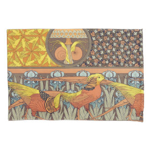 Housse D'oreillers Motif Art Nouveau Vintage Oiseau de la Nature Fran