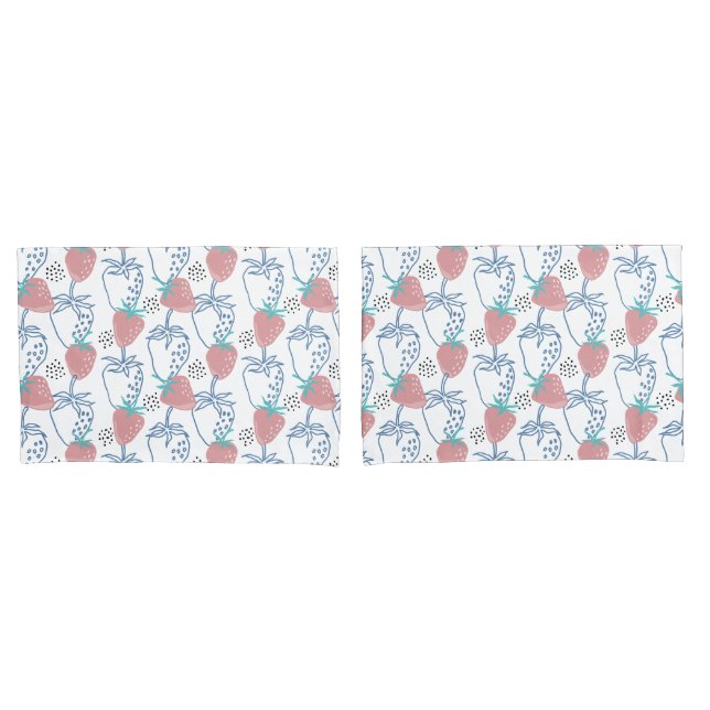Housse D'oreillers ٍ Motif aux fraises (devant-Set)