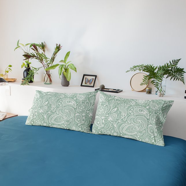 Housse D'oreillers Motif blanc et gris-vert (Créateur téléchargé)