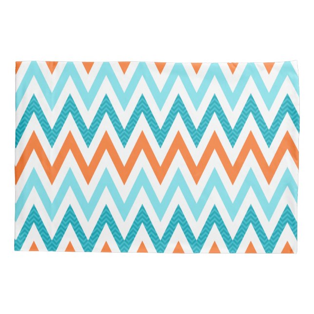 Housse D'oreillers Motif bleu de zigzag d'Aqua orange moderne de (Dos)