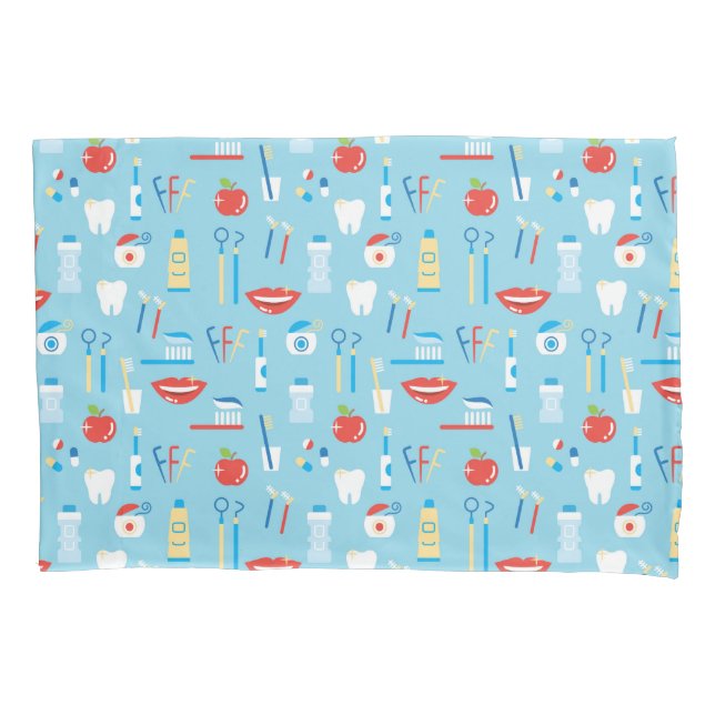 Housse D'oreillers Motif bleu dentaire (devant-gauche)