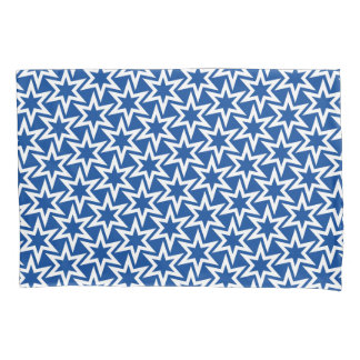 Housse D'oreillers Motif Bleu Et Blanc | Motif étoile géométrique