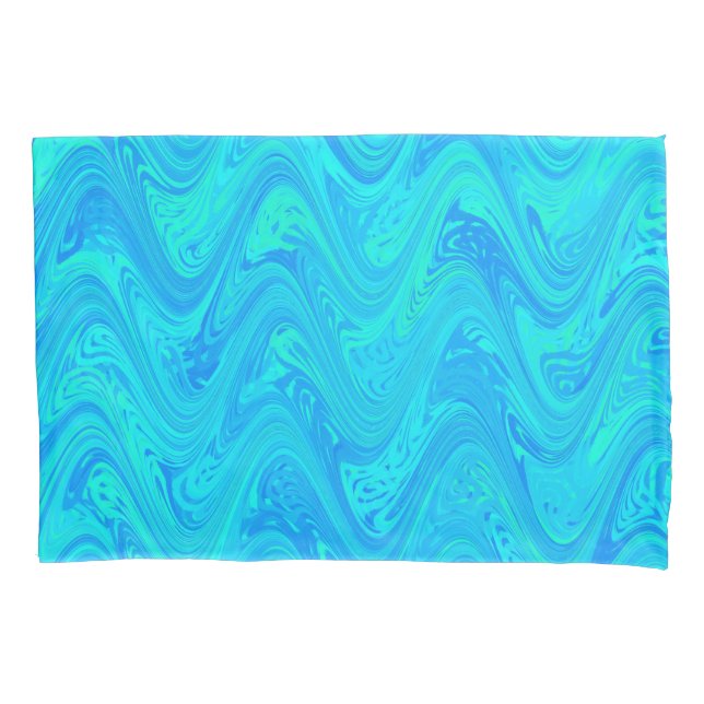 Housse D'oreillers Motif bleu vert marbré (devant)