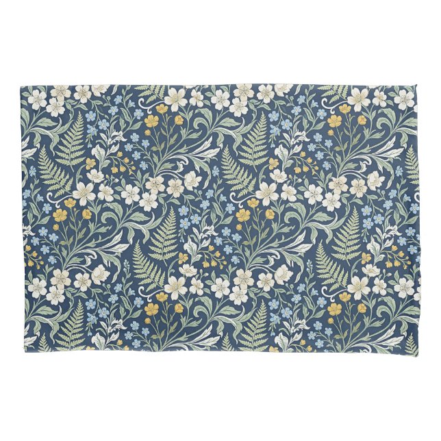 Housse D'oreillers Motif botanique bleu et vert (devant)