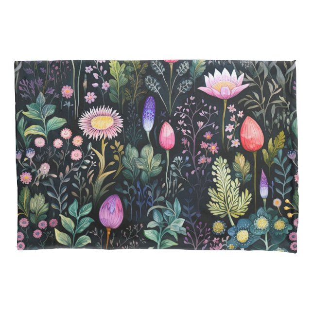 Housse D'oreillers Motif botanique du Fleur sauvage d'aquarelle brill (devant)