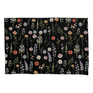 Housse D'oreillers Motif botanique floral de fleurs sauvages à l'aqua