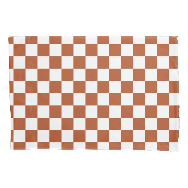 Housse D'oreillers Motif Brown blanc À damiers chèque (devant)