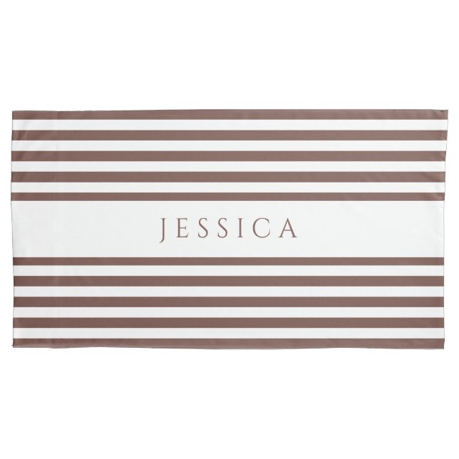 Housse D'oreillers Motif Brown et blanc trié Nom Coussin Coque (devant)
