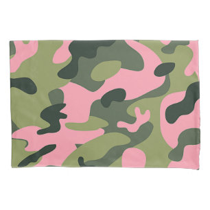 Housse D'oreillers Motif camouflage de l'armée rose vert Country