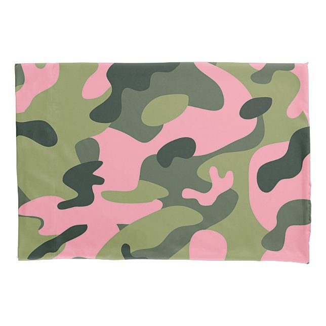 Housse D'oreillers Motif Camouflage de l'armée verte rose du pays (devant)