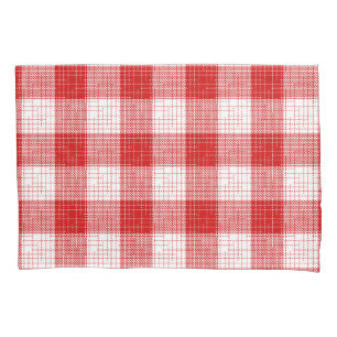 Housse D'oreillers Motif carreaux à carreaux rouges et blancs gras