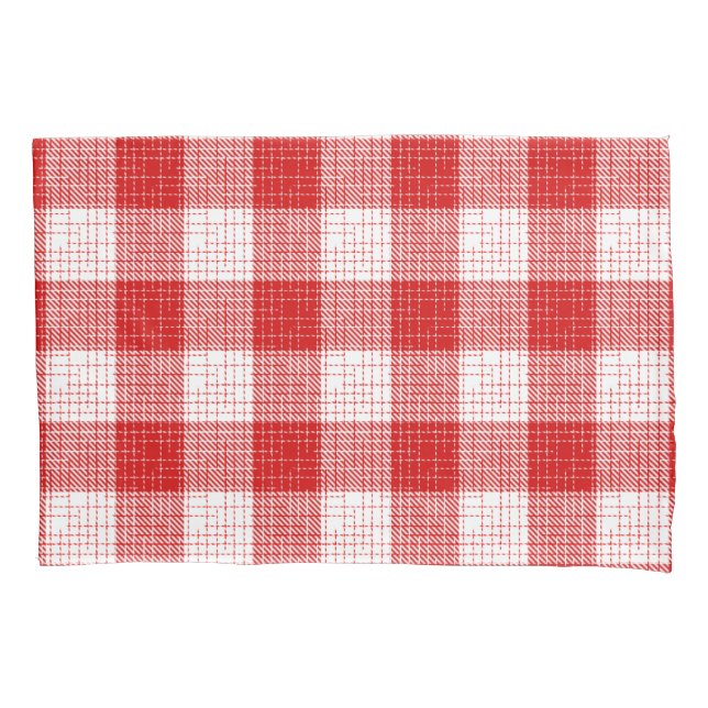 Housse D'oreillers Motif carreaux à carreaux rouges et blancs gras  (devant)