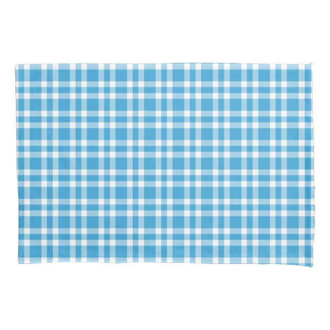Housse D'oreillers Motif carreaux bleu blanc (devant-gauche)