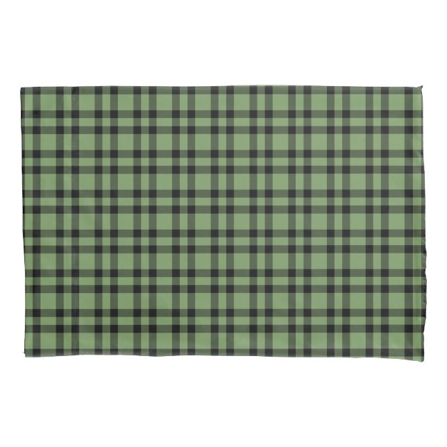 Housse D'oreillers Motif carreaux vert noir (devant-gauche)