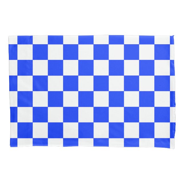 Housse D'oreillers Motif chèque À damiers blanc bleu (devant)