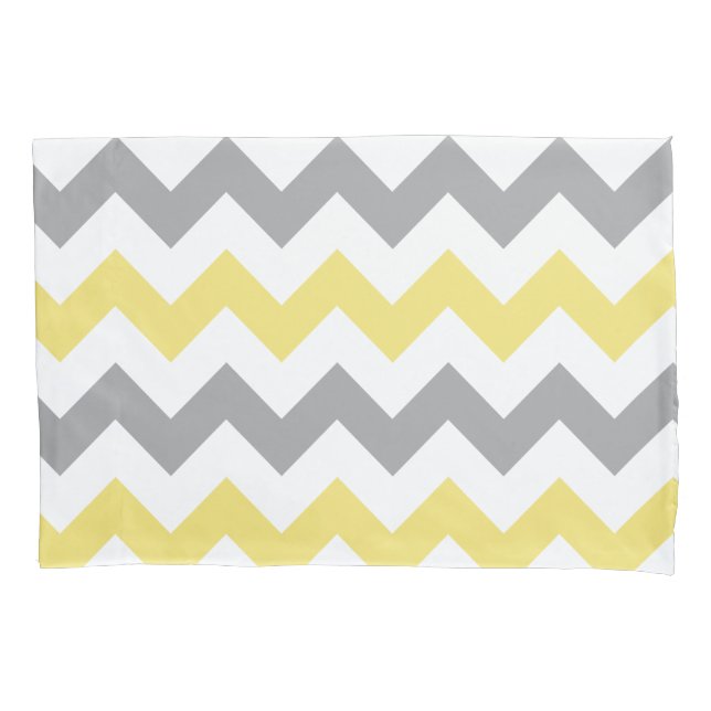 Housse D'oreillers Motif chevron gris jaune tendance (devant)