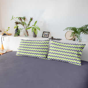 Housse D'oreillers Motif chevron gris vert citron moderne
