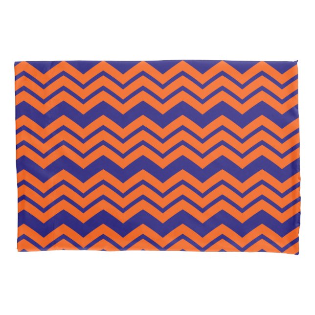 Housse D'oreillers Motif chevron zigzag bleu orange  (devant)