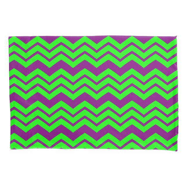 Housse D'oreillers Motif chevron zigzag vert violet  (devant)