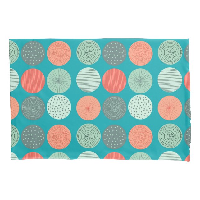 Housse D'oreillers Motif circulaire moderne Turquoise Orange (devant)