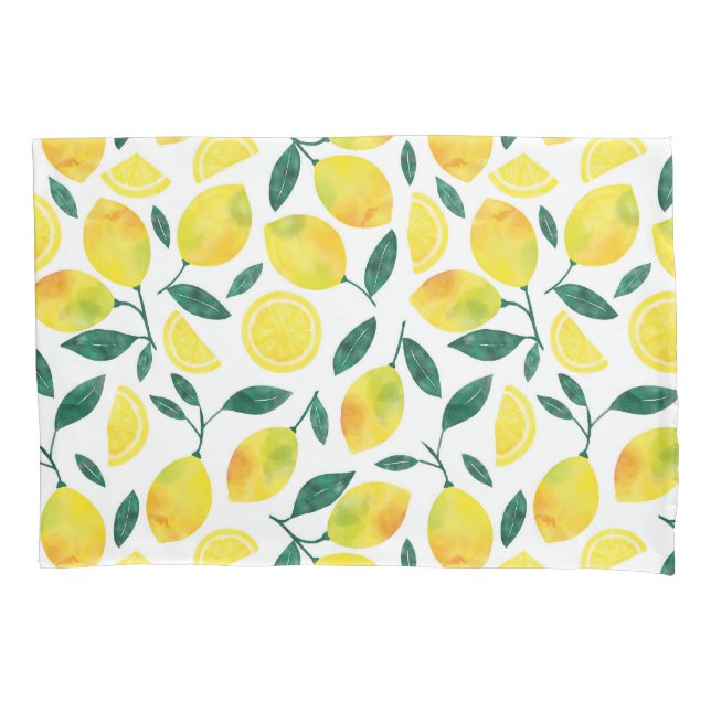 Housse D'oreillers Motif citron jaune aquarelle (devant-gauche)