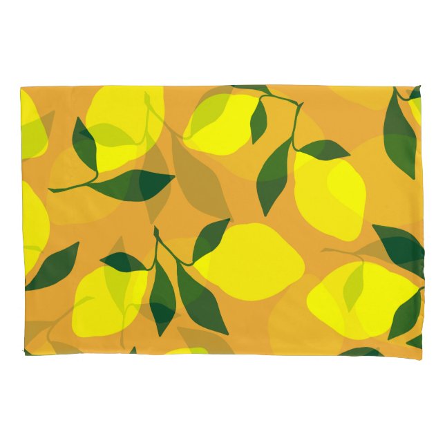 Housse D'oreillers Motif citron simple, arrière - plan orange. (devant)
