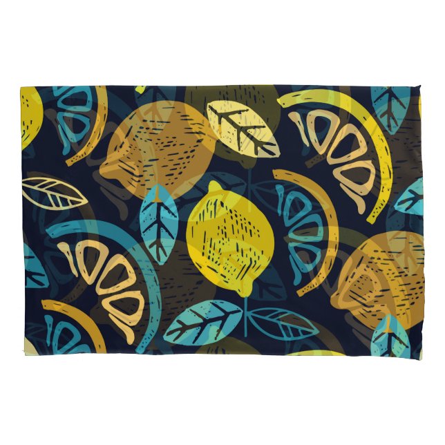 Housse D'oreillers Motif Citrus Lemon Doodle Arrière - plan (devant)