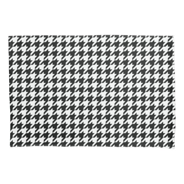 Housse D'oreillers Motif classique en Houndstooth : Noir & Blanc Vint (devant-gauche)