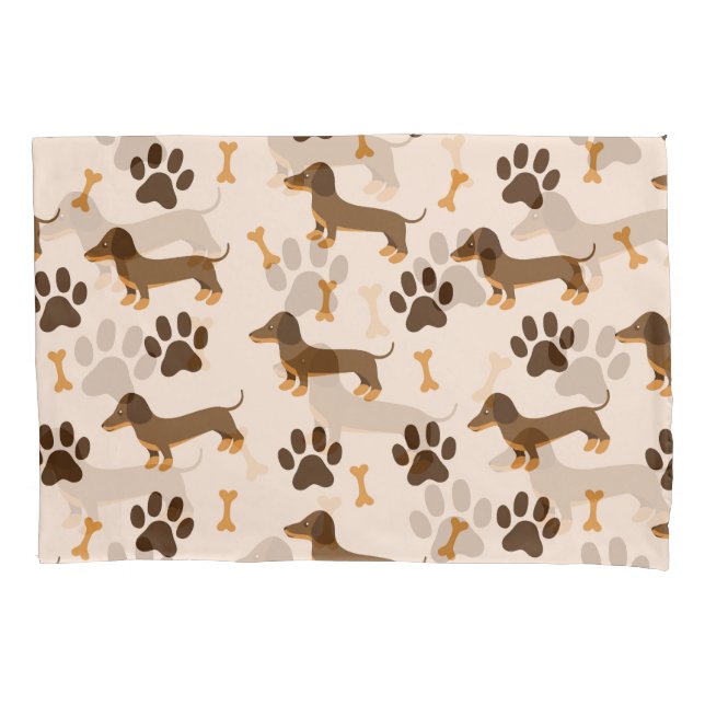 Housse D'oreillers Motif Dachshund : conception d'impression Vintage (devant)