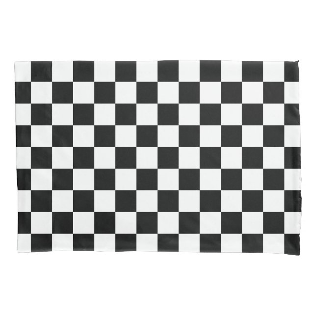 Housse D'oreillers Motif damier noir et blanc (devant-gauche)
