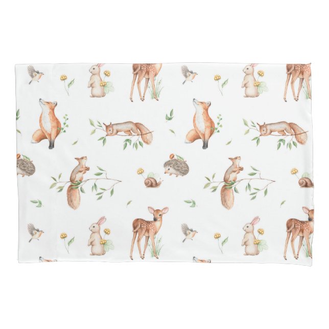 Housse D'oreillers Motif d'amis animaux de bois mignon (devant)