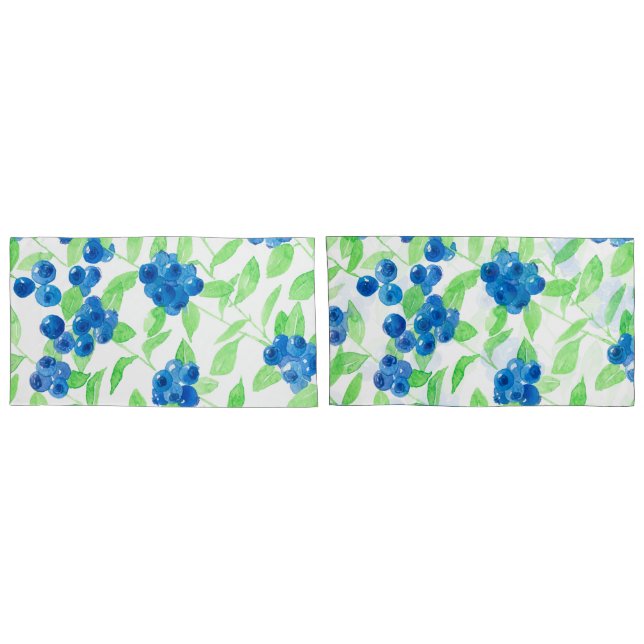Housse D'oreillers Motif d'aquarelle Bluberries (Dos-Set)