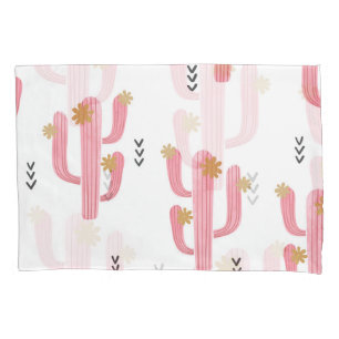 Housse D'oreillers Motif d'aquarelle de cactus rose vintage