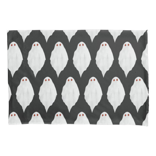 Housse D'oreillers Motif d'aquarelle des fantômes d'Halloween blanc e (devant)