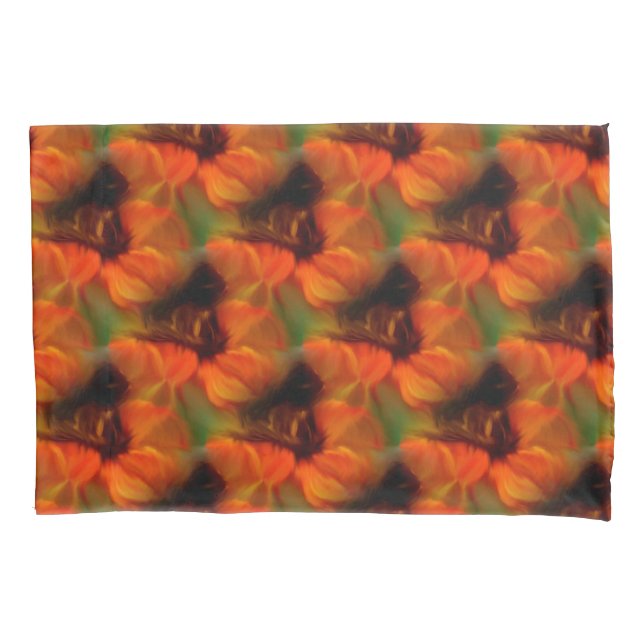 Housse D'oreillers Motif D'Art Abstrait Orange Et Brown (devant)